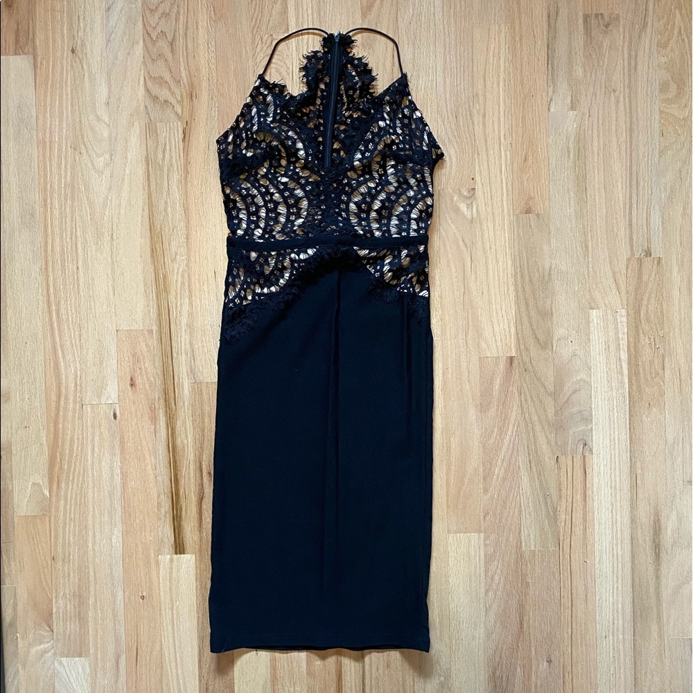 Nasty Gal Luxxel Black Lace Dress